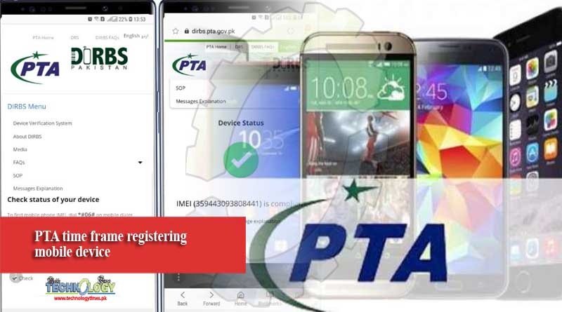 PTA time frame registering mobile device