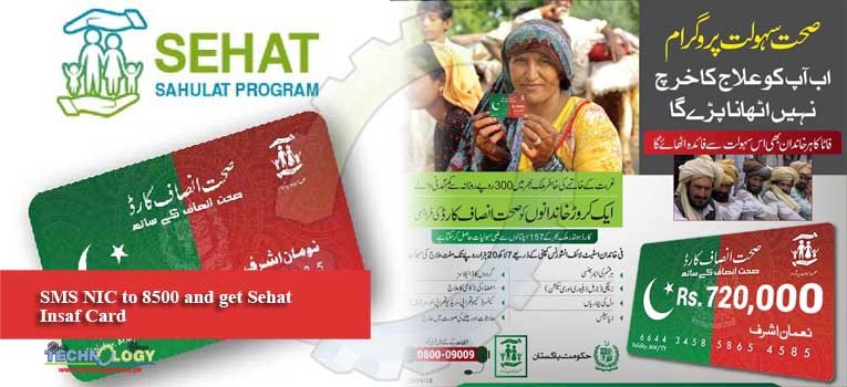 SMS NIC to 8500 and get Sehat Insaf Card