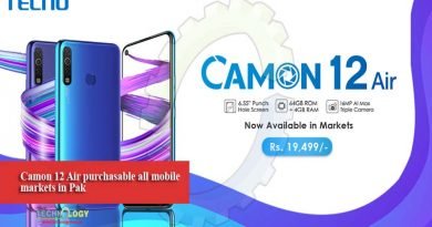 Camon 12 Air purchasable all mobile markets in Pak