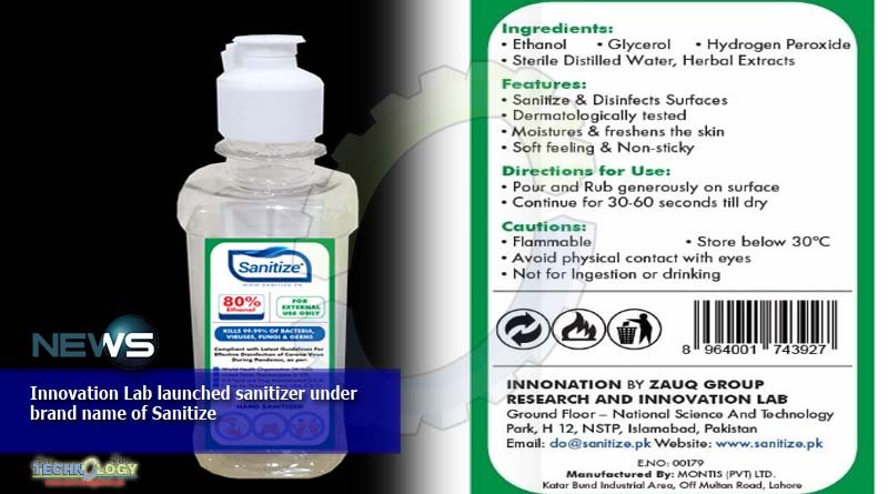 Innovation Lab launched sanitizer under brand name of Sanitize