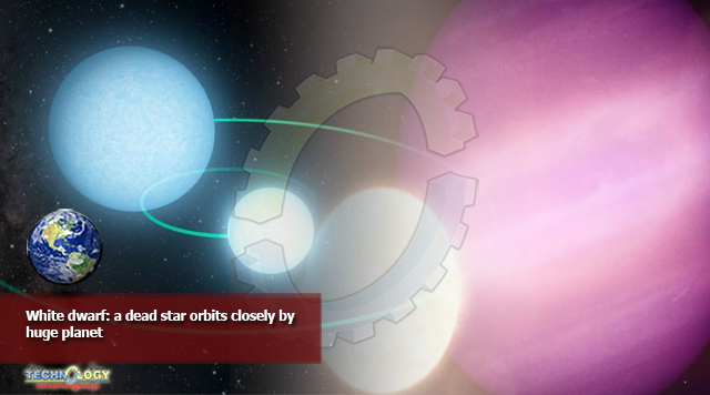 White dwarf: a dead star orbits closely by huge planet